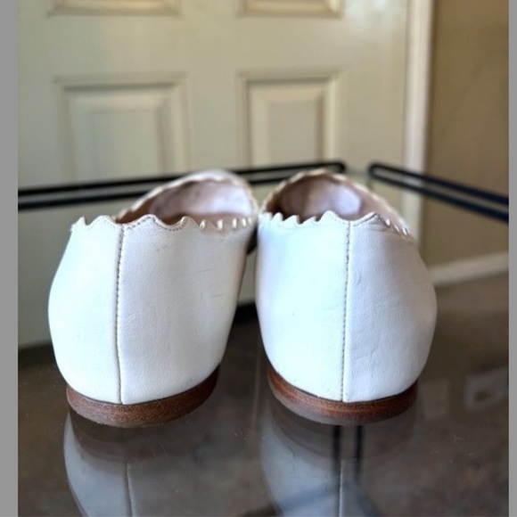 CHLOE Lauren Scalloped Leather Ballet Flats in White EUC/sz 6 - Picture 9 of 15